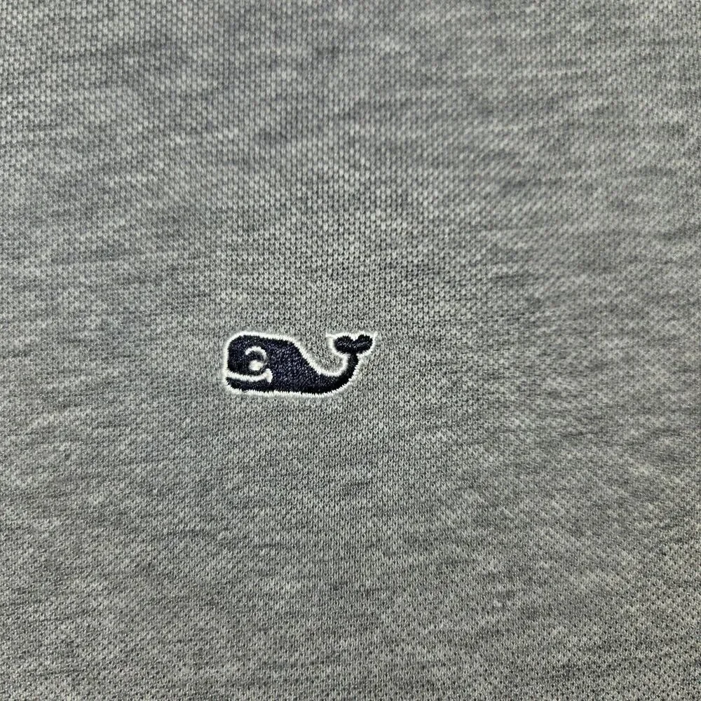 Mens Vineyard Vines Edgartown Polo Gray Large Embroidery On Sleeve 
